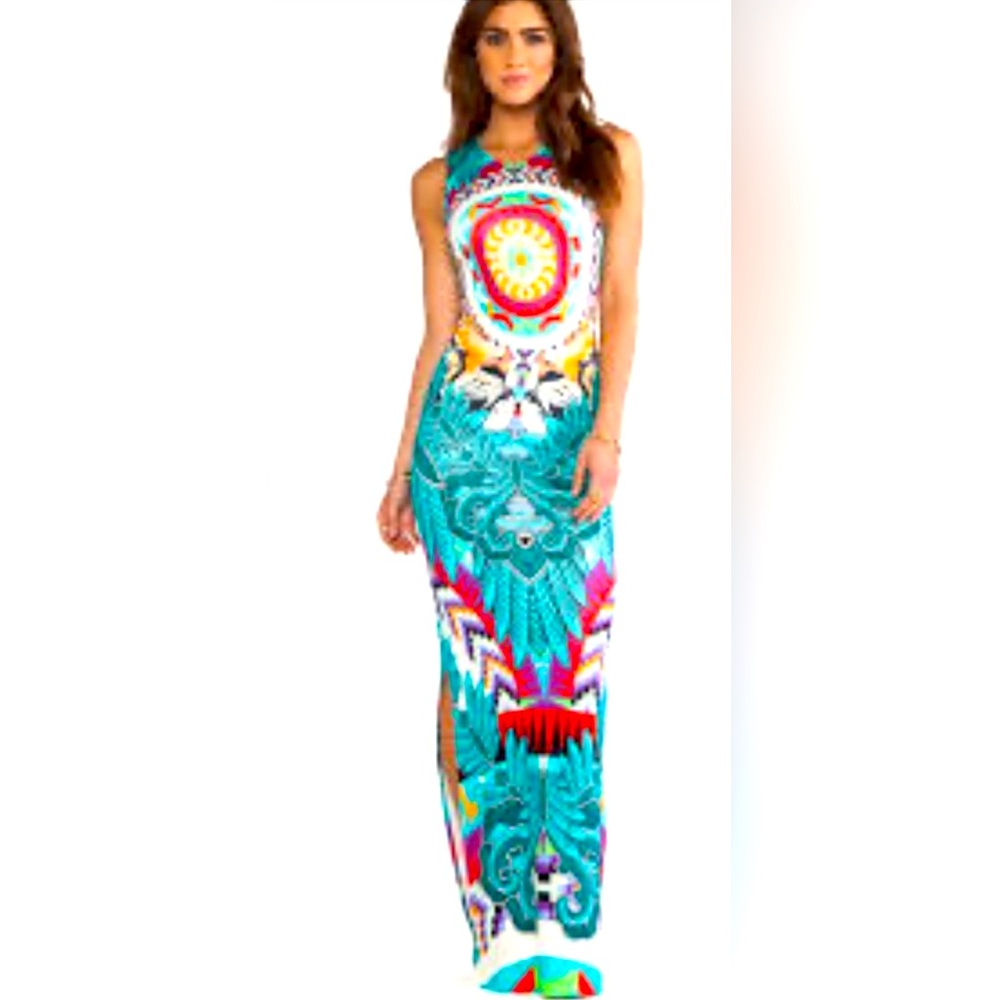NWOT Mara Hoffman Column Dress Jungle Trip Turquoise